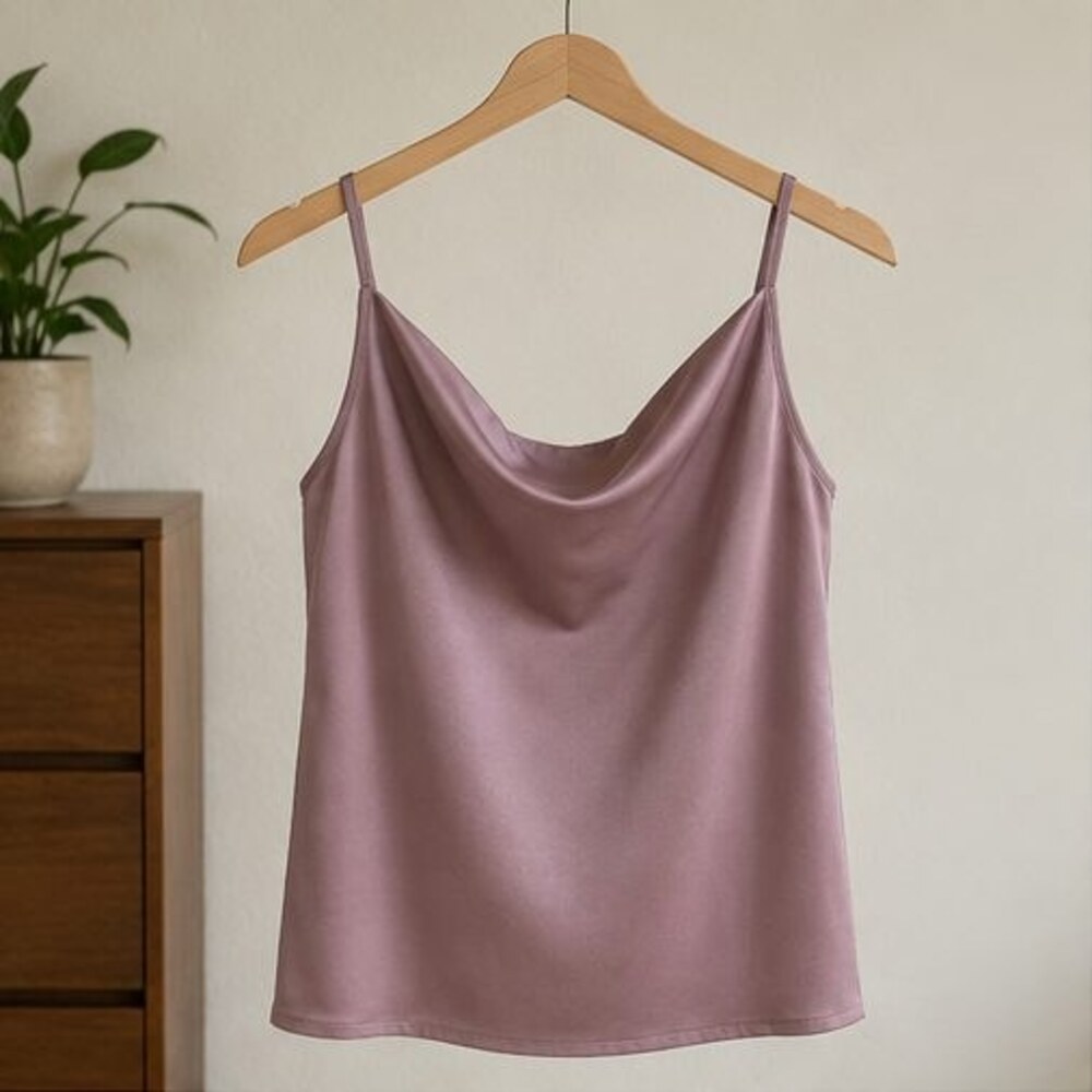 Mauve Satin Cowl Neck Top
